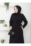Women's 110 cm Length Unlined Cashmere Coat with Pocket and Belt Details - 4