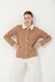 Hatunatila Crochet Shirt Collar Pocket Detail Look Cashmere Jacket 7859 Camel - 8