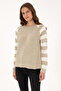 Women's Light Khaki Crew Neck Sweater 50308900-Vr183 - 3
