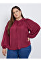 Plus Size Burgundy Long Sleeve Blouse - 3