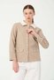 Hatunatila Crochet Shirt Collar Pocket Detail Look Cashmere Jacket 7859 Mink - 5