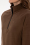 Women's Brown Zippered Mock Neck Fleece Sweatshirt 50316714-VR029 - 7