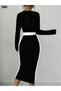 New Season Women's Midi Length Long Sleeve Geometric Collar Imported Crepe Dress - 3