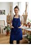 مريلة مطبخ مقاومة للماء، مريلة طاهي مع جيبين كبيرين، مريلة باريستا - أزرق بلون الكوبالت أزرق - 2