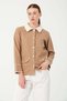 Hatunatila Crochet Shirt Collar Pocket Detail Look Cashmere Jacket 7859 Camel - 4