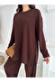 Crew Neck, Long Sleeves, Tunic with Side Slit Detail. Elastic Waist Long Pants. - 8