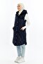 Women's Long Quilted Puffer Vest with Snap Detail - 2