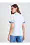 White Cotton T-Shirt with Blue Cuff Detail - 5