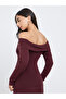 Burgundy Plain Off Shoulder Knit Top with Twist Detail - 4