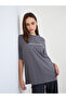 Charcoal Slogan Print Oversized T-Shirt