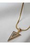 Steel Necklace Italian Chain with Charms Model Zircon Stone Detail Stainless Steel Gold Color - 3