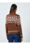 سترة بنية اللون برقبة عالية من Fair Isle - 4
