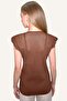 Brown V-Neck Openwork Seasonal Knitwear Blouse Alc-X13378 - 5