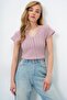 Powder Front Back V-Neck Openwork Summer Knitwear Blouse Alc-X14147 - 5