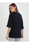 Black Slogan Print Oversized T-Shirt - 5