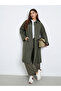 Olive Oversized Button-Front Trench Coat