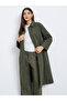 Olive Oversized Button-Front Trench Coat - 2