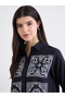 Women Black Embroidered Boxy Fit Cropped Shirt - 4