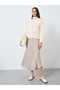 Cream Ruffled High Neck Knit Cardigan - 2