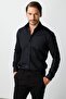 Black Slim Fit Classic Collar Plain Long Sleeve Pocketless 100% Cotton Non Iron Shirt