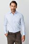 Blue Slim Fit Classic Collar Plain Long Sleeve Pocketless 100% Cotton Non Iron Iron-Free Shirt
