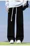 Black Elastic Men's Baggy Jeans with Tie-Up Waist, Relaxed Fit, Wide Leg, Model 5006