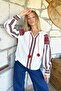 Red Ethnic Patterned Pompom Knitwear Sweater Alc-X11001