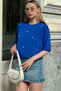 Saks Crew Neck Oversize T-Shirt with Pearl and Stone Embroidery Alc-X11964 - 4
