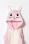 Unisex Baby Hooded Rabbit Patterned Plush Jumpsuit - 5