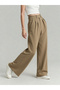Beige Wide Leg Trousers with Belt Loops - 5