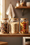 3-Piece Glass Storage Container Set 1130 Cc - Food Preservation Jar with Vacuum Bamboo Lid - 2