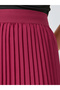 Burgundy Solid Accordion Pleated A-Line Midi Skirt - 3