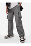 Men Grey Cargo Pocket Parachute Pants