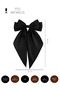 Women's Black Shiny Bow Ribbon Long Luxury Buckle - 4