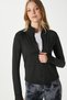 Jogging Fitted Black Sports Jacket / Cardigan with Pockets and Finger Loops - 3