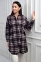 Women's Side Slit Plaid Long Shirt