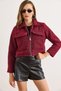 Women's Burgundy Pocket Lined Fleece-Lined Cashmere Jacket Ckt-19000495 - 3