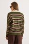 Women's Khaki Brown Polo Neck Striped Knit Sweater Kzk-19001030 - 6