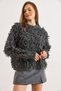 Women's Smoked Finish Buttoned Tassel Knitwear Cardigan Hrk-19000440 - 3
