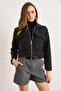 Women's Black Pocket Lined Fleece-Lined Cashmere Jacket Ckt-19000495 - 6