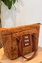 Written Taba Column Strap Fur Plush Crossbody Women's Bag - 4