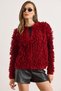 Women's Burgundy Coated Buttoned Tassel Knitwear Cardigan Hrk-19000440 - 5