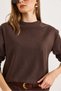Women's Brown Collar Detailed Fleece-Lined Flowy Thessaloniki Blouse Blz-19003167 - 3