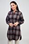 Women's Side Slit Plaid Long Shirt - 3