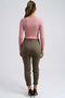 Women's Khaki Elastic Waist Folded Cuff Pants Arm-26K136042 - 3