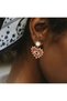 Red Heart Eye Motif Pearl Detailed Earrings - 2