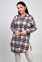 Women's Side Slit Plaid Long Shirt - 3