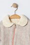 Baby Girl Plush Collar Zippered Lined Winter Jacket - 5