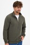 Men's Khaki Standard Fit Regular Cut Cotton Half Zipper Stand Collar Cotton Sweatshirt - 3