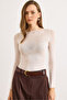 Women's White Boat Neck Thin Transparent Blouse Blz-19003168 - 3